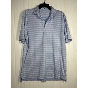 Johnnie-O Blue And Pink Striped Polo Size L UPF 50